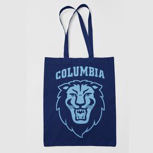 NEW Columbia University Lions Mascot Wordmark Logo Canvas Medium Tote Bag NAVY